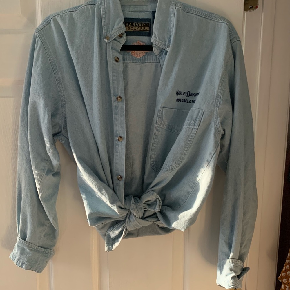 Vintage Harley Davidson Denim Button Up